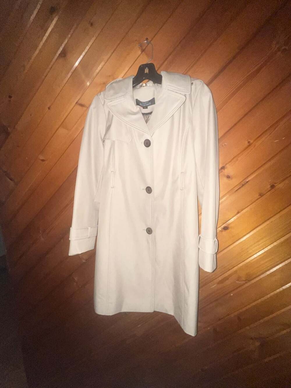 Collection Ellen Tracy Women's Cream Button-Front Trench Coat